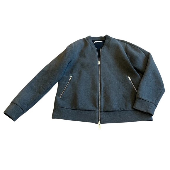 Everlane Dark Grey Zip-Down Bomber Jacket Cotton Soft Casual Size Medium Women's - Picture 1 of 12